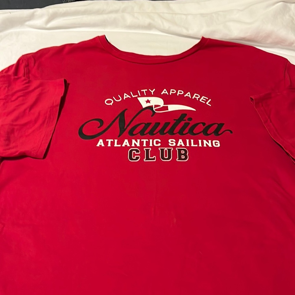 Nautica Red S/S. T-Shirt!!  Size is a  2XL. 100% COTTON. Sharp T-shirt. $15